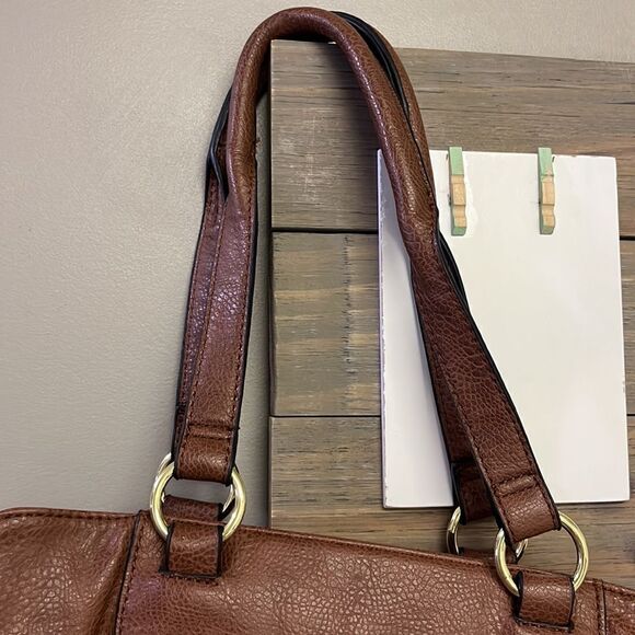 Marc Fisher Brown Zip Code Buckle Saddle Handbag - Picture 3 of 16